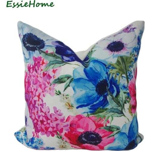 ESSIE HOME High-End Linen Digital Print Floral Pattern Bellflower Tropical Floral Cushion Cover Pillow Case Throw Cover