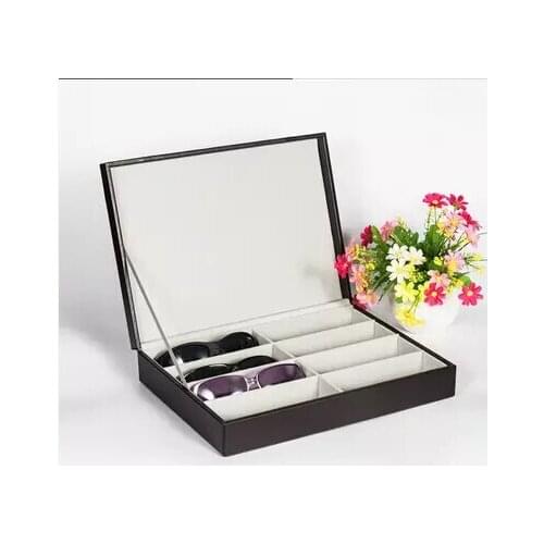 8-slot leather sunglasses glasses storage box unisex top-grade fashion sunglass case holder man women gift YJH004