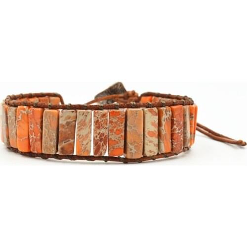 Geometric Oblong Natural Stone Beaded Wrap Bracelets for Women Men 5 Colors Emperor Stone Boho Bracelet Femme Aesthetic Beads