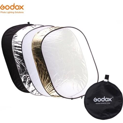 Godox 5 in 1 60*90cm Background Board Round Rectangle Reflector Collapsible Lighting Diffuser Disc Black Silver Gold White