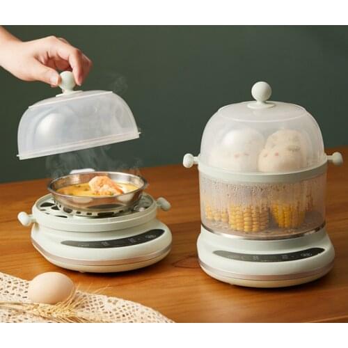Multifunction Household Mini Egg Omelette Pancake Fried Steak Electric Frying Pan Boiled Egg Boiler Steamer bear/ZDQ-C14B1
