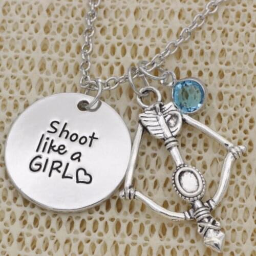 Fashion Inspirational Necklace Bow and arrow shoot like a girl heart crystal Alloy Necklace Chains Jewerly For Women N2033