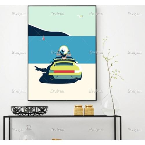 Porsche Cabriolet Printed Oil Painting Posters And On Canvas Wall Art Picture For Living Room Cuadros Home Decor Floating Frame