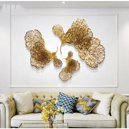 European Wrought Iron Butterfly Flower Wall Hanging Ornaments Home Livingroom Wall Mural Crafts Decoration Hotel 3D Wall Sticker