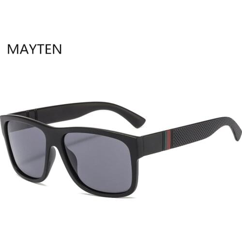 MAYTEN 2021 NEW Classic Polarized Sunglasses Men Women Driving Square Frame Sun Glasses Male Eyewear Stripe Temple New Design
