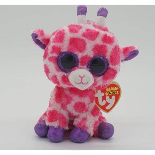 New Ty Beanie Boos Big Eyes 6" 15 cm Pink Giraffe Plush Stuffed Cute Animal Toy Appease Sleeping Doll Birthday Boy and Girl Gift