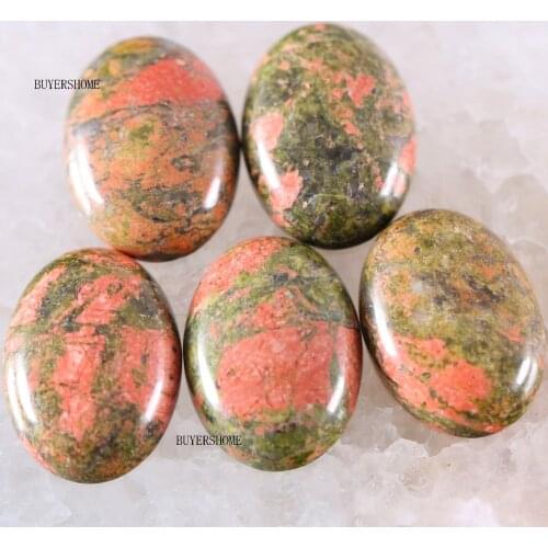 For Jewelry Making Necklace Pendant Bracelet Earrings 18x25MM&15x20MM Oval Natural Stone Bead Unakite Epidote CAB Cabochon 5Pcs