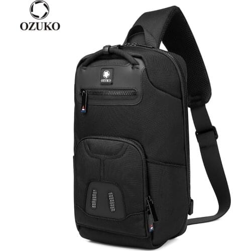 OZUKO Fashion Men Chest Bag Waterproof Shoulder Bag Teenager Quality Male Messenger Bags Mens USB Charging Travel Crossbody Bag