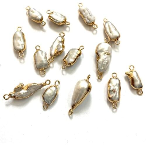 Two-hole Natural Pearl Material Pendant Connector Irregular Shape Can Be DIY Charm Handmade Charm Gift Surprise Can Be Wholesale