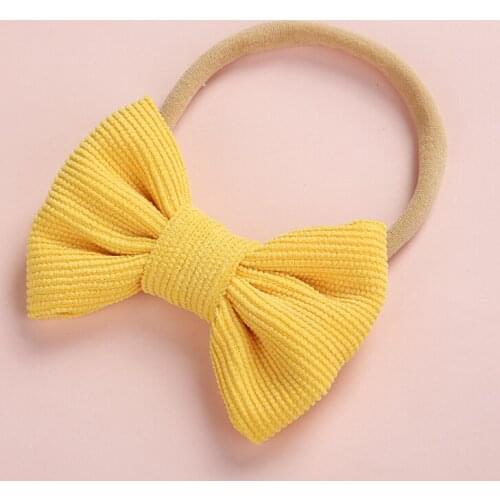1PC Retail 4" Solid Corduroy Hair Bow Elastic Nylon Headband,Nylon Baby Headbands,Boy Gils Photo Pro Hair Accessories