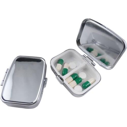 Durable Metal Round Heart Medicine Organizer Holder Container Pill Box Case