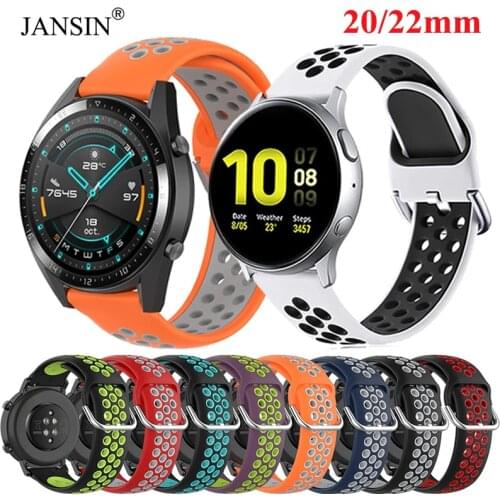 Silicone Watchband For Huawei Watch GT2 2e Strap 20mm 22mm Band For Samsung galaxy watch 46mm 42mm Active 2 Bracelet S3 gtr GTS