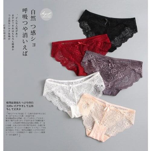 Sexy Mesh Panties Underwear Womens Sexy Embroidery Lingerie Transparent Calcinha Seamless Breeches Lace Briefs