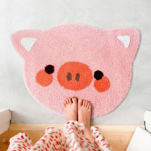 Cute Pig Shape Rugs Household Burable Decor Water-absorption Non-slip Shower Room Entrance Door Ground Mat Soft Quality Carpet