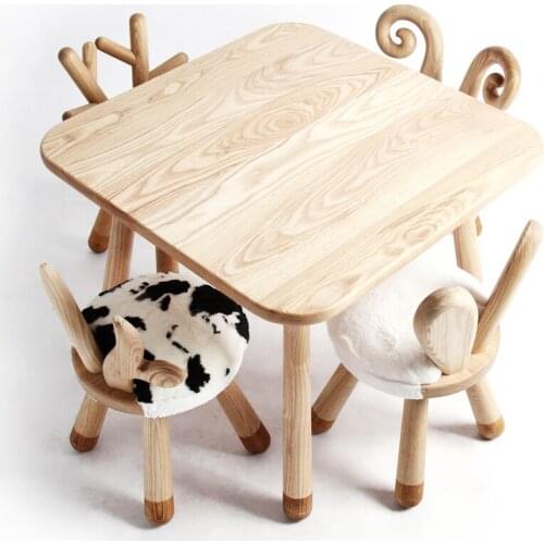 Natural Wood deer stool automatic rebound chair soft and comfortable Nordic solid wood childrens gift bench round stool baby ch
