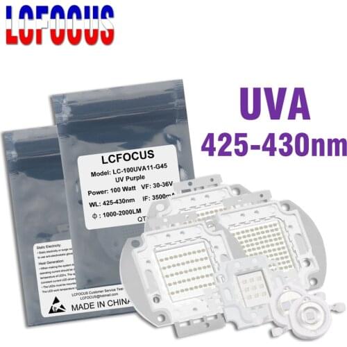 UV Purple 3W 5W 10W 20W 30W 50W 100W 300W 500W 425nm 430nm LED COB Chip For 50 100 300 W Watt Light Beads DIY Ultraviolet Lamp