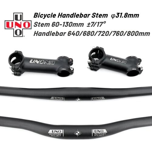 UNO MTB Bicycle Handlebar Bike Stem 7 17 Degree 31.8mm Handlebar For Bicycle Rise Flat Handle bar Bike Handlebar Bicycle Power