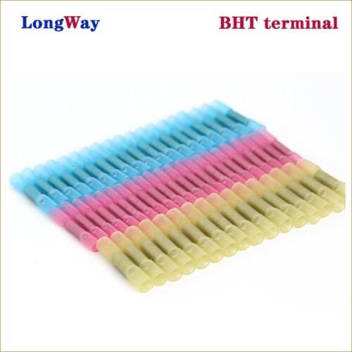 50-100pcs Wire connector BHT Insulated Heat Shrink Butt Wire Electrical Crimp Terminal Connector BHT-1.25 BHT-2 BHT-5.5 terminal