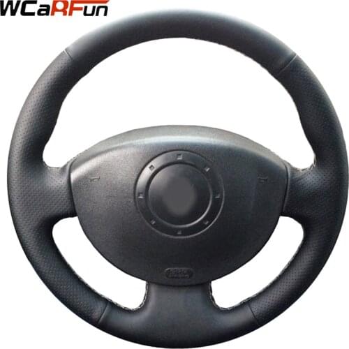 WCaRFun Genuine Leather Car Steering Wheel Cover for Renault Megane 2 2003 2004 2005 2008 Kangoo 2008-2012 Scenic 2 2003-2009