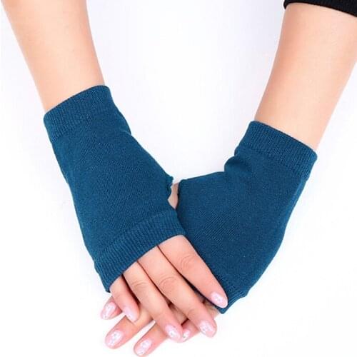 Winter Gloves Female Fingerless Gloves Without Fingers Women Cashmere Warm Gloves Hand Wrist Female Warmer Solid Mittens New