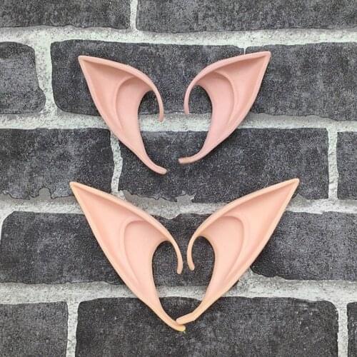 1Pair Elf Ears Halloween False Ears Cosplay Props Teeth Fangs Vampire Latex Soft Pointed Mysterious Fairy Ear Party Supplies