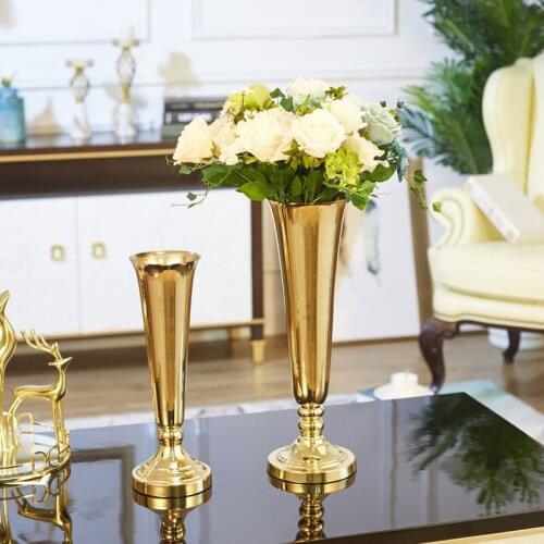 10PCS Tabletop Vase Metal Wedding Flower Vase/Stand Table/Wedding Centerpieces Gold Flowers/Floor Vases For Party Decoration 016
