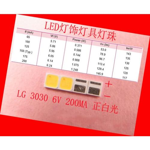200piece/lot Korea lg 3030 SMD LEDs 6V LED white light emitting diode