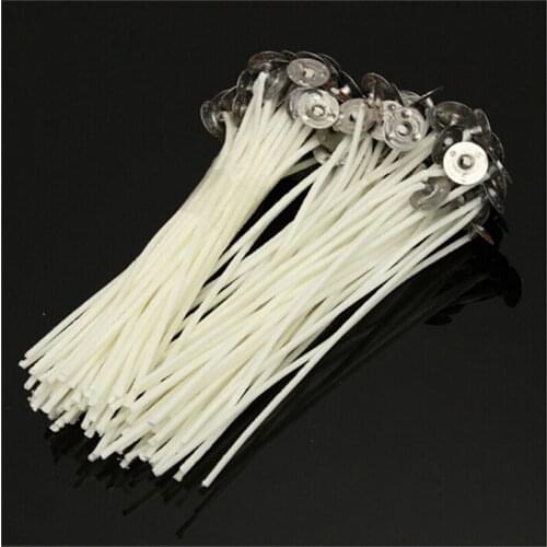 30PCS 100mm Candle Wick Pre Waxed Candle Wick With Sustainers Cotton Coreless Candle Wicks Cotton Making Material