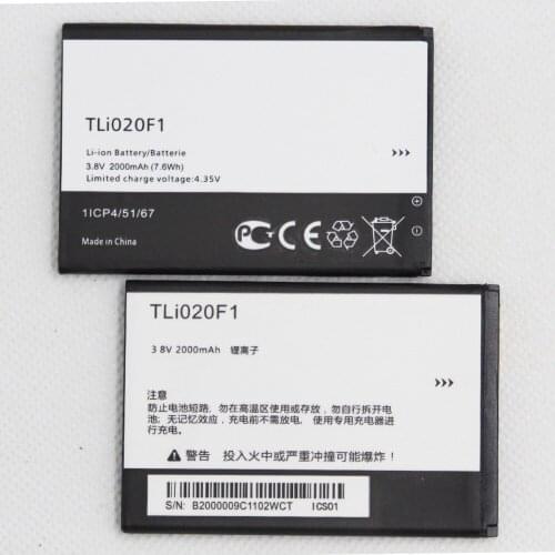 5pcs 2000mah Phone Battery TLI020F1 for TCL J720T J726T Alcatel One Touch Pop 2 5042d C7 7040 OT-7040 OT-7040D Mobile battery