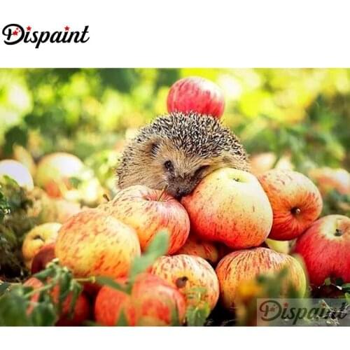 Dispaint Full Square/Round Drill 5D DIY Diamond Painting "Apple hedgehog" Embroidery Cross Stitch 5D Home Decor A10783