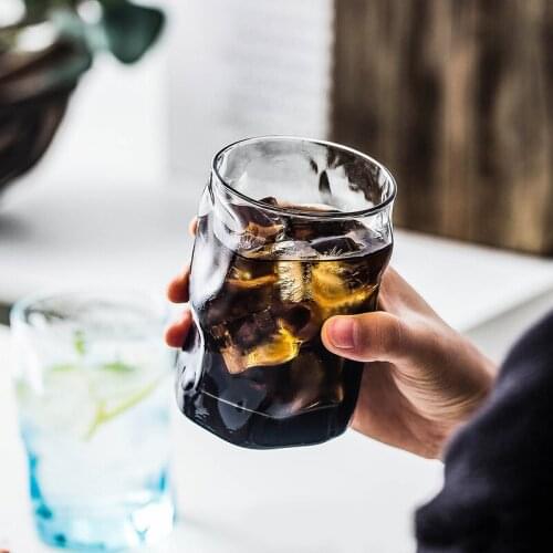 70-450ml Wave Shape Irregular Cup Water Lead Free Glass Transparent Creative Wine Glasses Tea Cup Cocktail Whiskey Drinkware