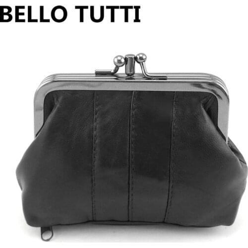BELLO TUTTI Women Sheepskin Mini Change Purses Female Small Bag Genuine Leather Hasp Zipper Coin Wallet Girls Casual Money Bag