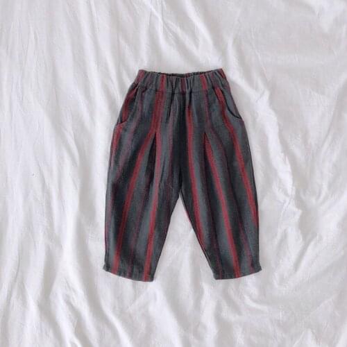 Boys pants childrens pants 2019 new boys spring Korean Slim trousers striped harem pants casual pants nine points pants