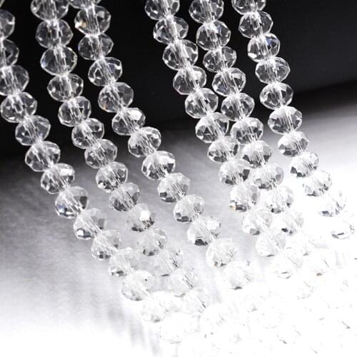 4*6mm FLTMRH Crystal Glass Beads 50Pcs/Lot Clear Rondelle Faceted Loose Spacer Beads for DIY Jewelry Making Wholesale