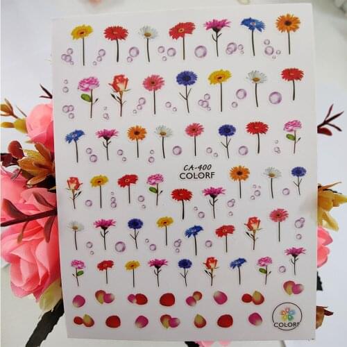 Colorful Daisy Flowers 3D Nail Sticker Art Self Adhesive Stickers for Nail Foil Decoraciones Decals Manicure Accessories