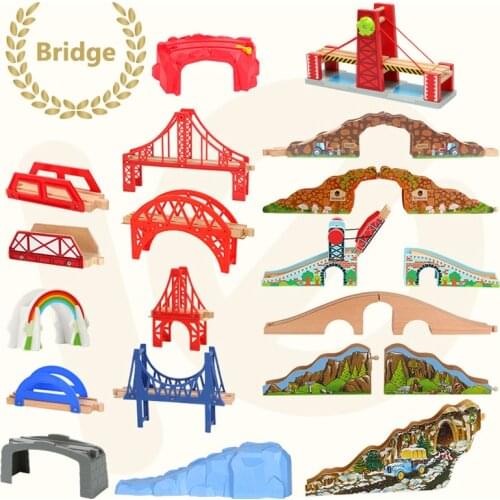 Wooden Railway Track Bridge Accessories All Kinds Of Wood Track Variety Component Fit For Brand Tracks Educational Toys
