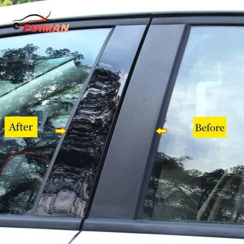For Honda CR-V CRV 2007 2008 2009 2010 Car Door Window Middle Column Trim Protection PC Black Strip Stickers