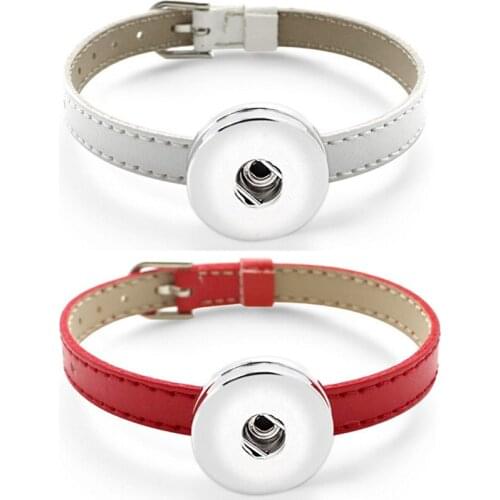 Hot Sale Good Quality Pu Leather Snap Button Bracelet Jewelry for girls women (fit 18mm 20mm Snap) Bt002