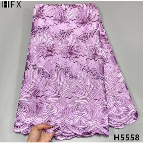 HFX Pure White Cord Lace Fabric With Sequins African Lace Fabric 2021 Nigerian Lace Guipure Lace Water Souble For Party Dress