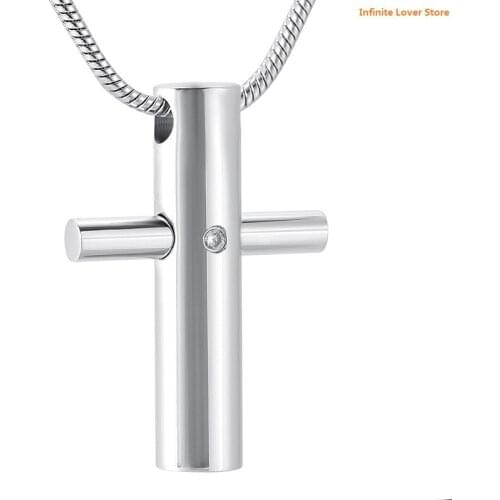 KLH9899 Stainless Steel Elegant Cross Cremation Jewelry,Cross Keepsake Pendant Can Hold a Small Amount of the Cremation Ashes