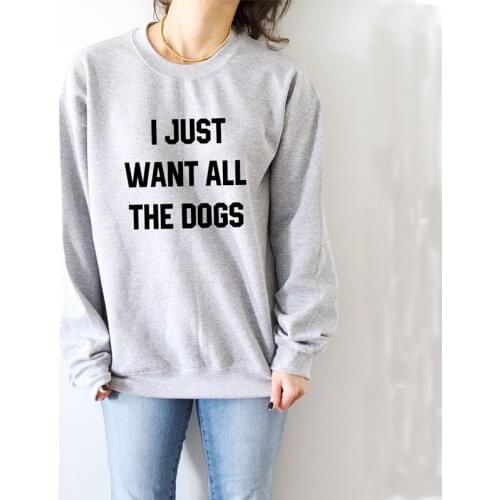 Kawaii I Just Want All The Dogs Mom Women Sweatshirt Streetwear Full Long Sleeve Pullovers Graphic Mother Clothing Drop shipping