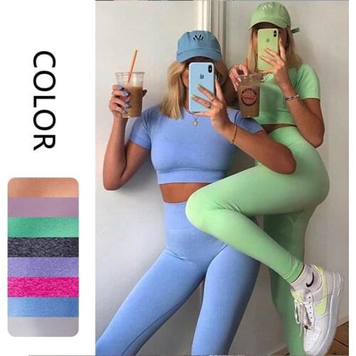 Yoga Set Seamless Leggings+Short Sleeve Crop Top+Sports Bra+Sport Shorts Sports Wear Women Gym Clothing Sports Suit