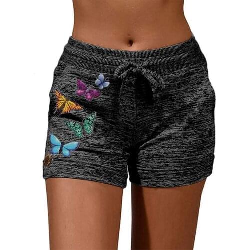 Summer Butterfly Drawstring Running Shorts Women Elastic Waist Athletic Workout Lounge Shorts Plus Size loose Womens tracksuit