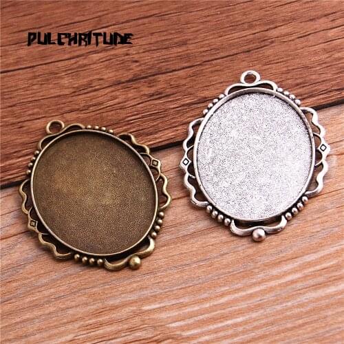 New Fashion 2pcs/lot 30x40mm Inner Size Two Color Cabochon Base Setting Charms Pendant