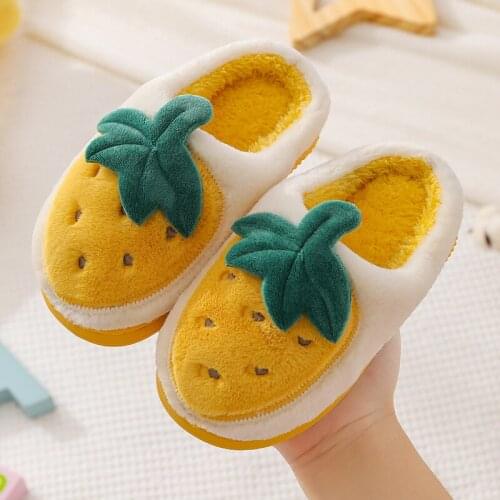 2021 Ins New Baby Home Slippers Girls Cartoon Shoes Winter Kids Indoor Slippers Baby Warm Faux Fur Slippers Child House Shoes