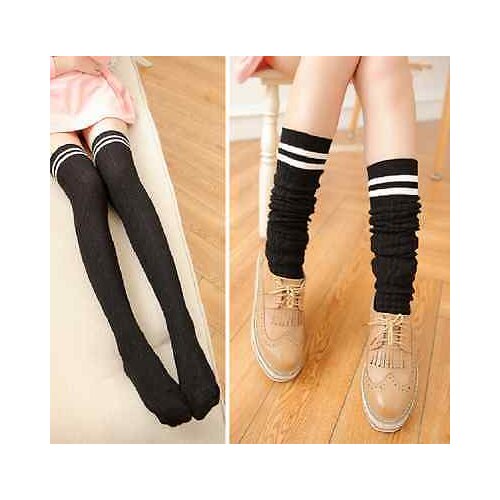 New Hot Sale Fashion Women Knit Cotton Stockings Sexy Striped twist Over The Knee Long Thigh High Stockings