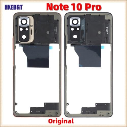 Original Middle Frame For Xiaomi Redmi Note 10 Pro With Camera Glass Lens Front Housing Middle Bezel Chassis Shell Parts