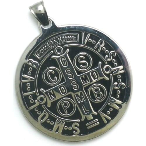 32g CSPB CSSML NDSMD Saint Benedict of Nursia 316L Stainless Steel Catholic Church Christianity Jesus Exorcism Pendant