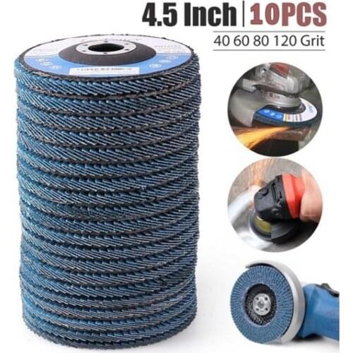 10pcs120/80/60/40Grits Professional Flap Discs 115mm 4.5 Sanding Discs Grits Grinding Wheels Blades For Angle Grinder Wholesale