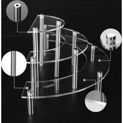 3 Tier Clear Acrylic Risers Display Stand Semicircle Round Cupcake Stand for Jewels Collections Figurines Cosmetic Items Treat